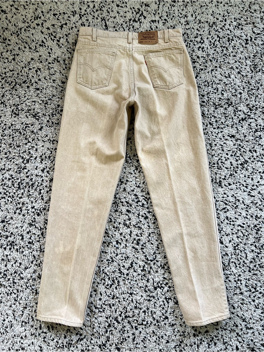 Levi’s Orange Tab 550 Jeans USA Relaxed Fit Tapered Leg Beige Light Brown 34x34